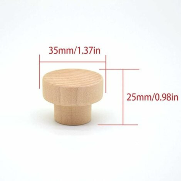 Trehåndtak for møbler, 20 stk., runde naturlige treknapper, trehåndtak for møbler, dørhåndtak for skuff, egnet for skap og skuffer