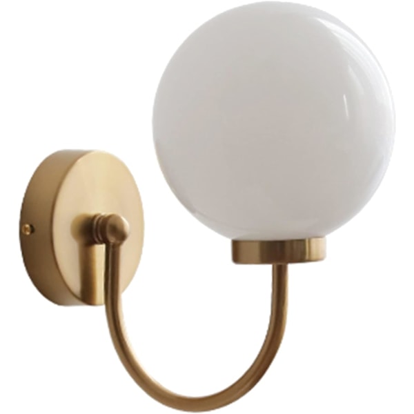 Modern Vägglampa, Vintage Vägglampa med Mjölkglas Lampskärm, Mid Century Stil Globe Vägglampa För Olika Inomhusutrymmen, Mässing Vägglampa Med