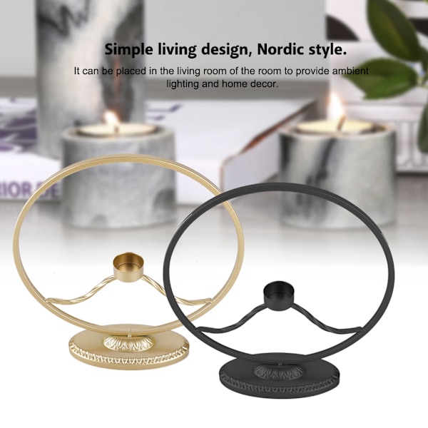 3D Geometric Wall Mounted Candle Holder Home Decor Round Metal Candlestick(Black)