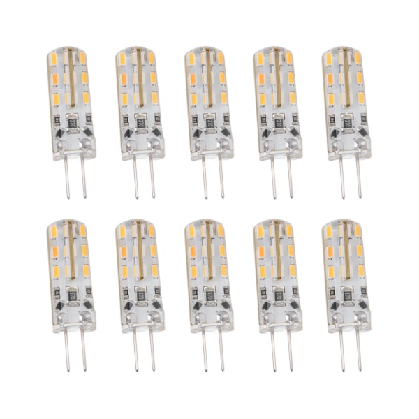 10 stk G4 LED-pære 1,5W DC12V Varmhvit 3000K 110LM Bi Pin Lyspærer LED for Skapbelysning Gårdsplass
