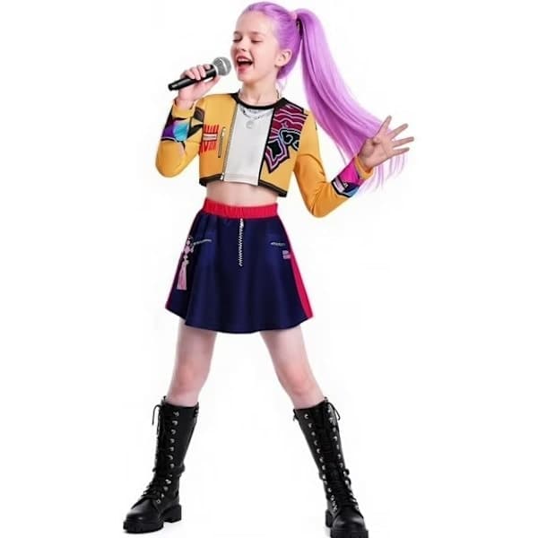 2025 Devil Hunter K-Pop Kostume | Halloween Kostume til Piger Cosplay, 150cm, Størrelse 150, 4 Dele, 3-Delt Sæt ...