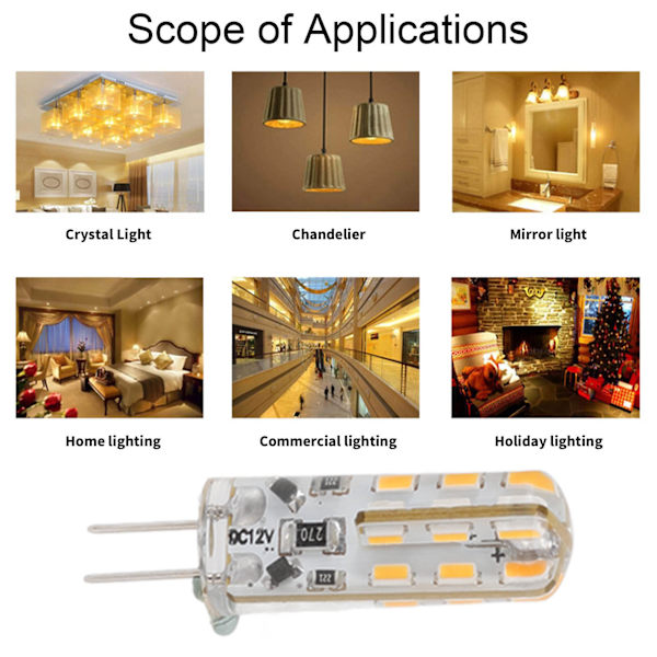 10 kpl G4 LED-lamppua 1,5 W DC12V Lämmin valkoinen 3000K 110LM Bi Pin -lamput LED-kaappivalaisimiin pihalle