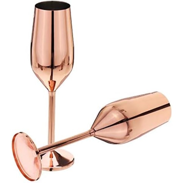 2 uppsättningar champagneflöjtglas i rostfritt stål 200 ml Rose gold