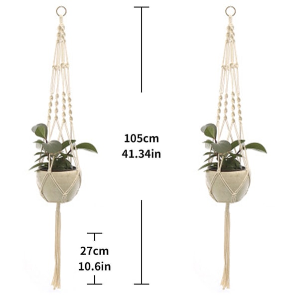 Macrame-riippuistutusastia, 2 kpl Macrame-kasvitelineitä kukille