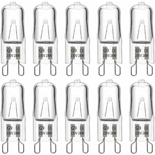 G9 Halogenpære 28W 230V, 370LM 2700K Varm Hvid Justerbar, G9 Kapselpærer, til Lysekroner, Landskabslamper, Væglamper, Skab