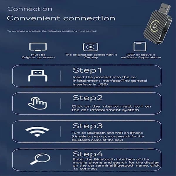 2 i 1 Trådløs CarPlay Adapter Android Auto Trådløs Adapter Smart Mini Box USB Adapter Plug and Play WiFi Hurtig Tilslutning Model 2