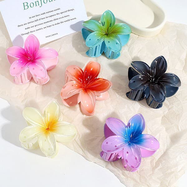 Retro gradient blomsterhårklemmer, moderigtig blomstersød lilla
