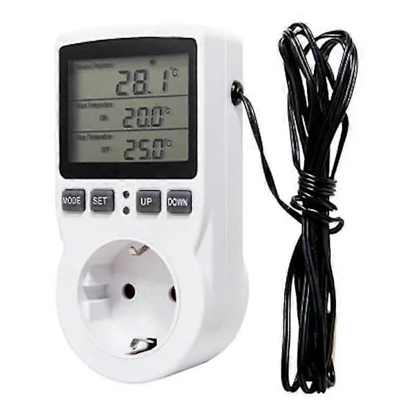 Nye Modeller Digital Temperaturkontroller Strømuttak EU Plugg Termostat Med Timer Bryter Sensor Probe Oppvarming Kjøling (W)