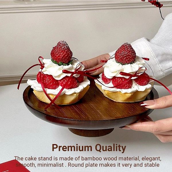 Minimalistisk Bambu Högfotsbricka Robust för Hem Kök Fest Servering Dessert