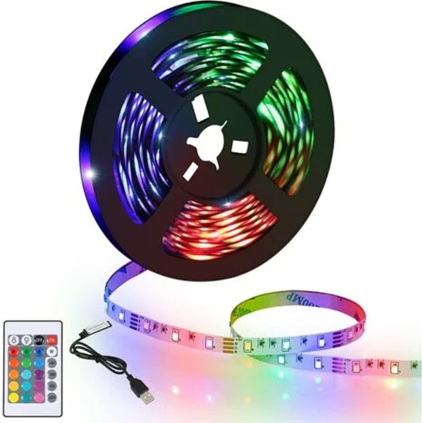 LED-remsa med musiksynkronisering, USB-driven LED-ljusremsa med fjärrkontroll, vattentät RGB-färgväxlande LED-remsa, TV-bakgrundsbelysning för hemmet