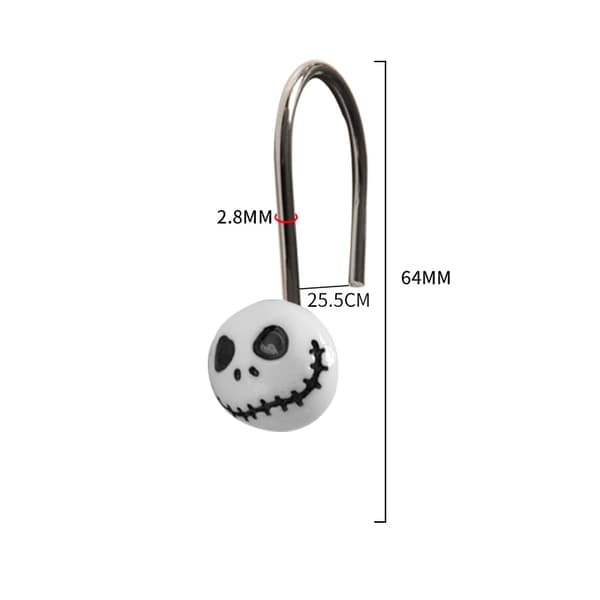 Modern design duschdraperikrok för duschen, duschdraperikrok i set om 12, vit/silver metall och plast duschring