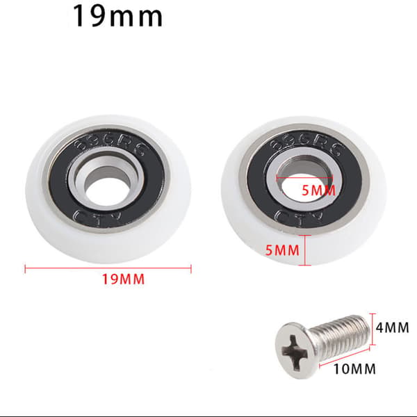 Set med 8 Ersättningshjul för 19mm Diameter Duschdörr