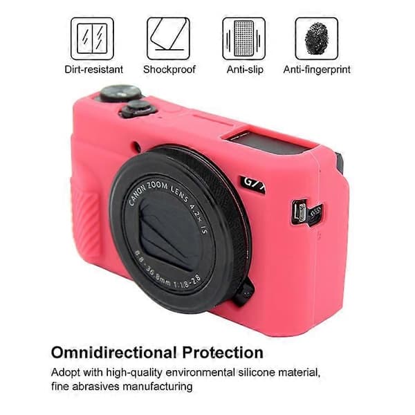 Silikonskyddsfodral för Canon EOS G7 X Mark II Rose Red