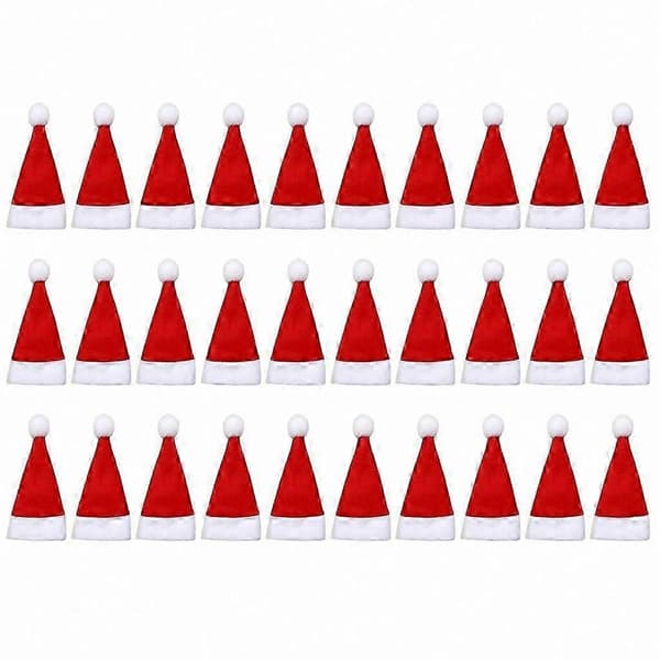 30-pack mini tomteluvor för koppar och flaskor, julbestickshållare, festliga juldekorationsaccessoarer