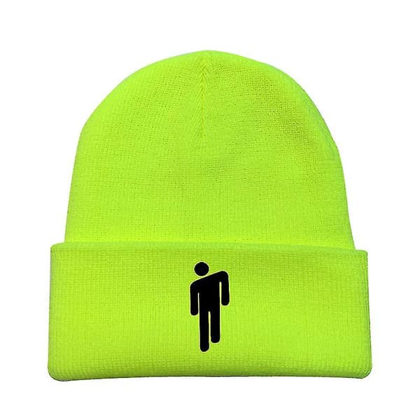 Billie Eilish Stickad Mössa Unisex Hip Hop Mössa Gul Mode Ullhatt A