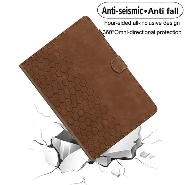 Präglat läderfodral för iPad 10:e generationen 10.9 2022 Brown