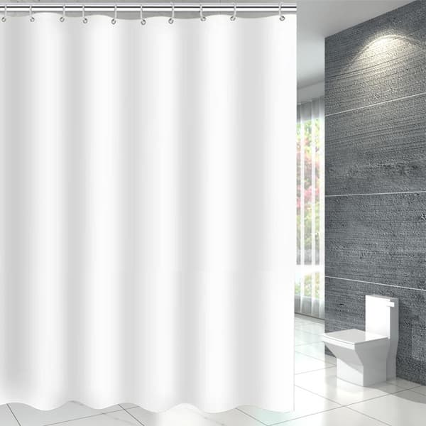 Ett stycke set vit, 180 x 180 cm vattentätt polyester enfärgat duschdraperi badrumstyg duschdraperi med spänne, polyesterduschdraperi
