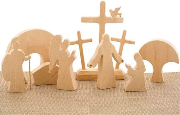 Påskscendekoration i trä Liten påskkrubba Jesuskrubba Dekorationer