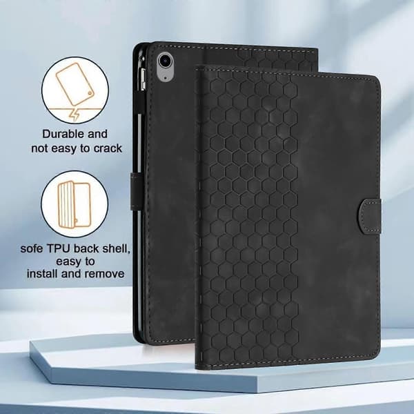 Präglat läderfodral för iPad 10:e generationen 10.9 2022 Black