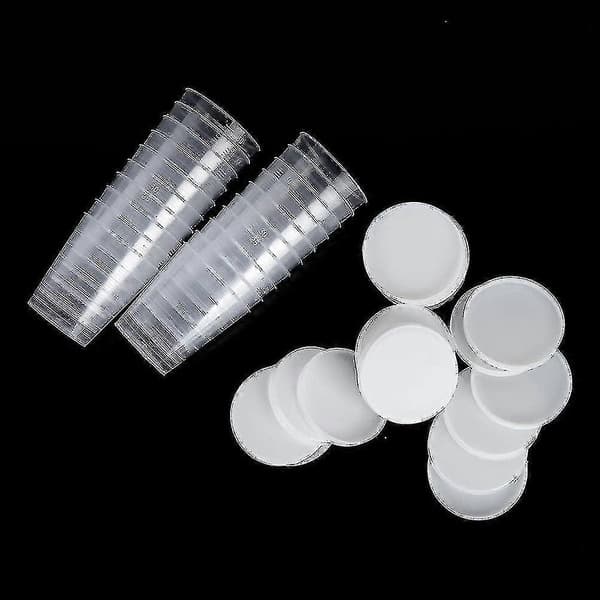 100 st 30 ml liten mätkopp med skala för mätning PP-kopp plast med lock experimentell mätkopp skala ren tom kopp