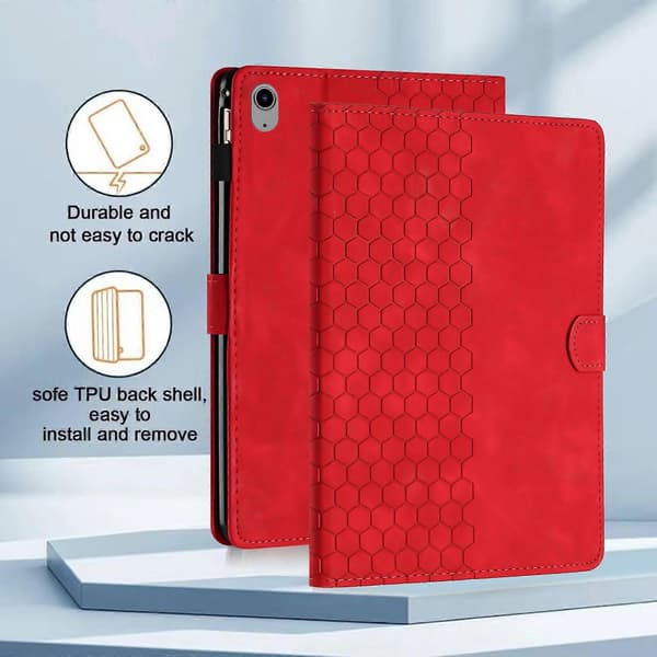 Präglat läderfodral för iPad 10:e generationen 10.9 2022 Red