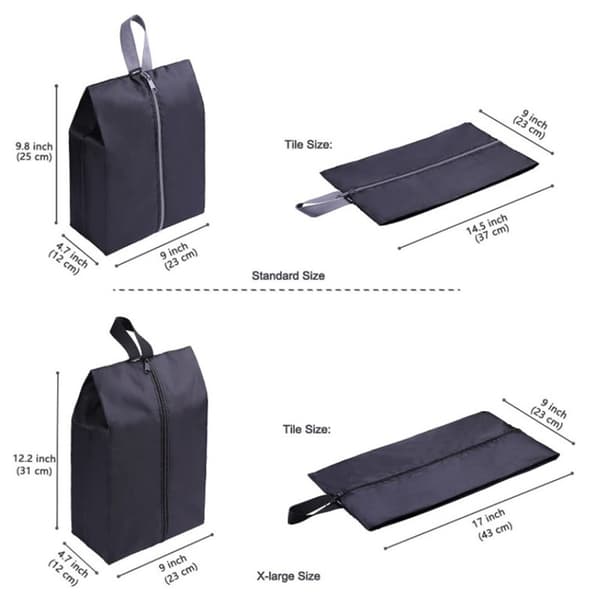 Bärbara Reseskor Väskor med Dragkedja 36,8*22,9 cm 4-pack, Svart