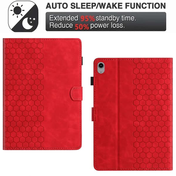 Präglat läderfodral för iPad 10:e generationen 10.9 2022 Red