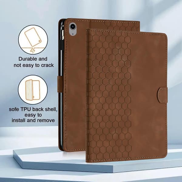 Präglat läderfodral för iPad 10:e generationen 10.9 2022 Brown