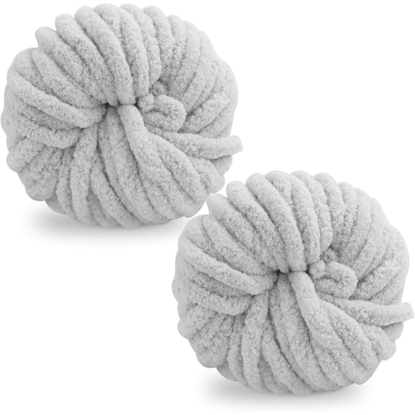 Tjock Ullgarn 250g × 2, Stickgarn Grovt Garn Flerfärgat Stickgarn, för Garnprojekt light gray