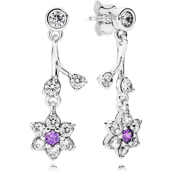 Bluebird Forget Me Not -korvakorut 925 sterlinghopeaa ja violettia kuutiollinen zirkoniaa