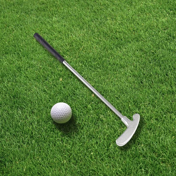 1 Set Mini Golf Putter Club Med 2 Golfbollar Grepp Höger Vänsterhänt Rostfritt Stål Golfklubba Barn Vuxna Bordsspel Golf silver