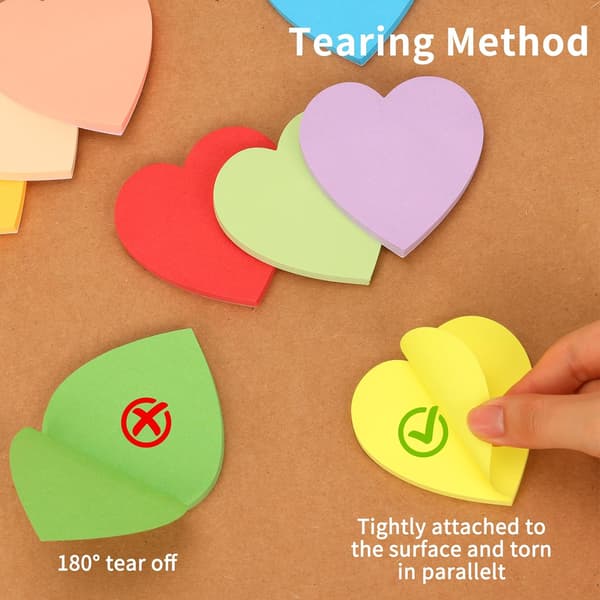 16 pakker hjerteformede sticky notes, 16 farver 30 ark/blok, 480 ark formet sticky pad, søde memoblokke farverige selvklæbende notesblokke