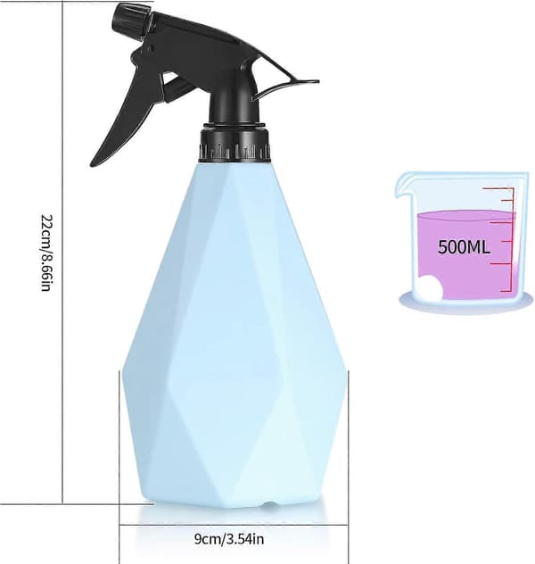 2-pak store sprayflasker, plastik vandforstøverflasker til planter, 500 ml tomme sprayflasker til rengøring, vanding af haveplanter, rombeform (pink, blå)