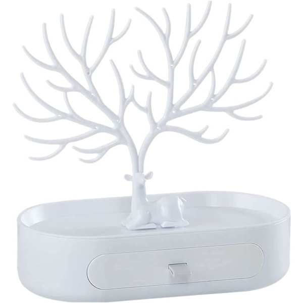 Smykkestativ, Smykkeorganisator Øreringe og Halskæde Armbånd Display Stand Hjorte Træ Display