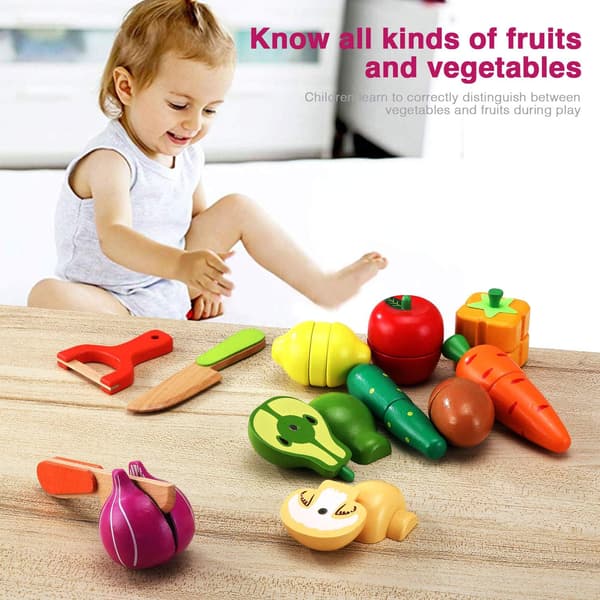 Träleksakskök Träleksaksmat för barn - Träleksaksmat Frukt och Grönsaker, Barnleksaker Present