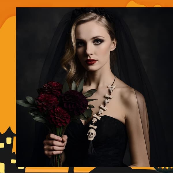 Kraniehalskæde til Halloween, Halloween kostume tilbehør, kraniekæde, kranie choker