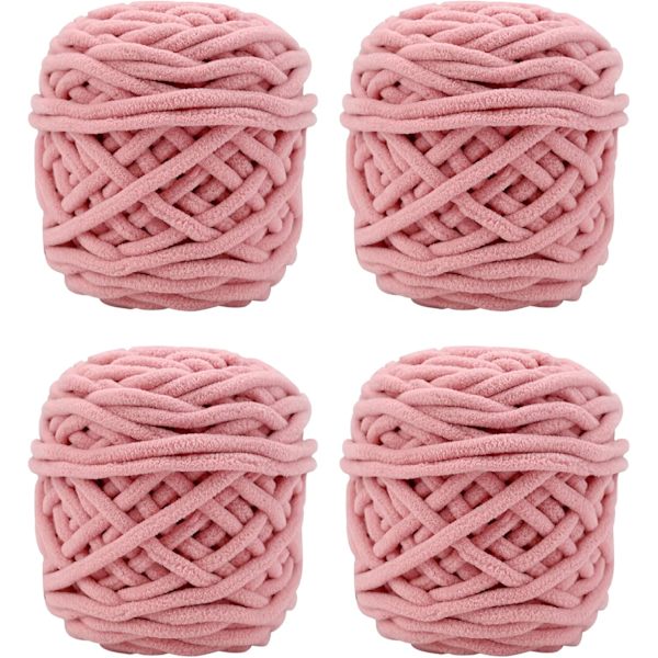 Stickgarn 4xStickgarn för Virkning, Mjuk Chunky Garn för Garnprojekt Tender powder