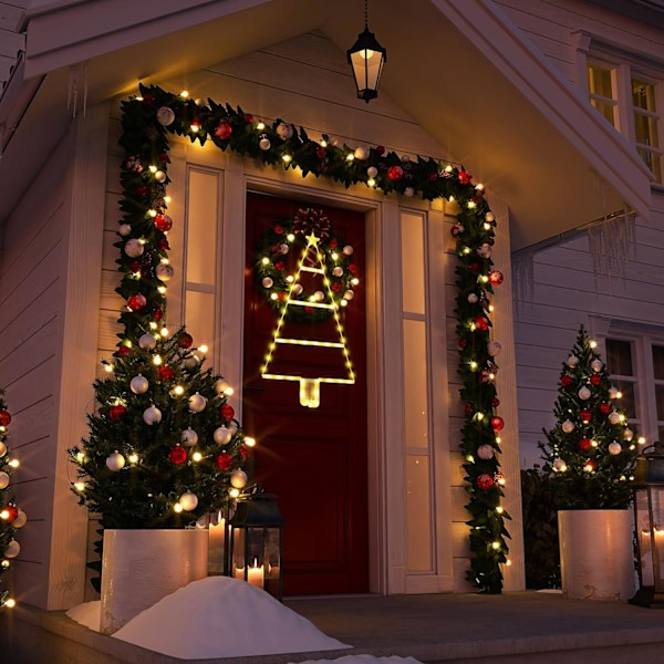 Batteridrevne Julelys - 93cm LED Stige Julelys, 8 Tilstande, Stige Juletræslygter til Julepynt Warm White