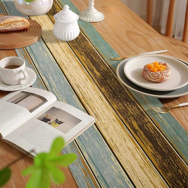 Grøn Bordløber Linned Forårs Bordløber Brun 33 X 183cm Kommode Tørklæder Retro Lade Træ Brun Teal Grøn Bordløber Beige
