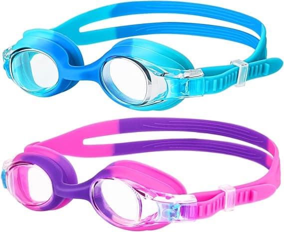 Simglasögon för barn, 2-pack simglasögon läcker inte anti-dimma simglasögon för barn pojkar flickor (ålder 6-14)