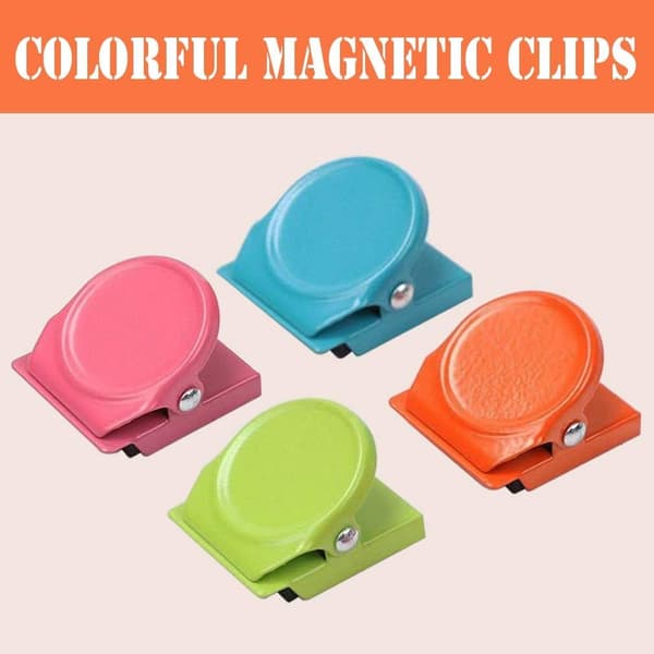 4 Magnetiske Metalklips, Farvede Magnetklips, Perfekte Køleskabsmagneter Køkkenmagneter Whiteboardmagneter