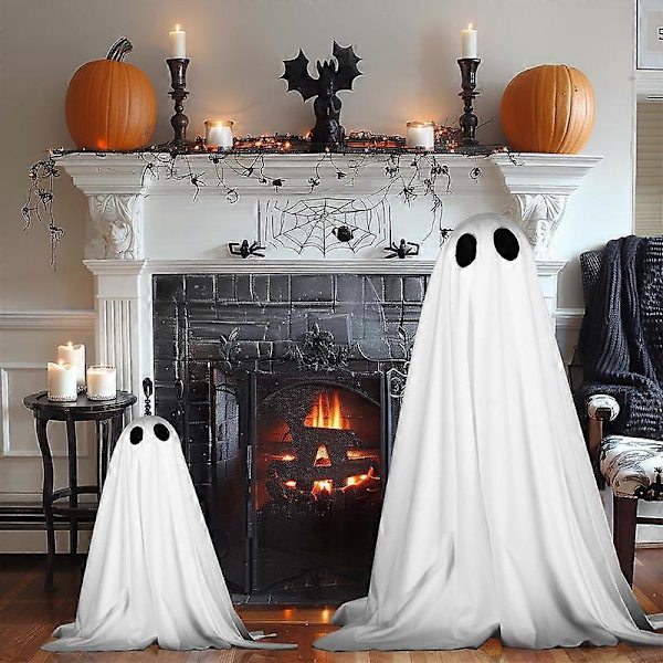 2 stk. Halloween Dekoration Lysende Spøgelsespynt