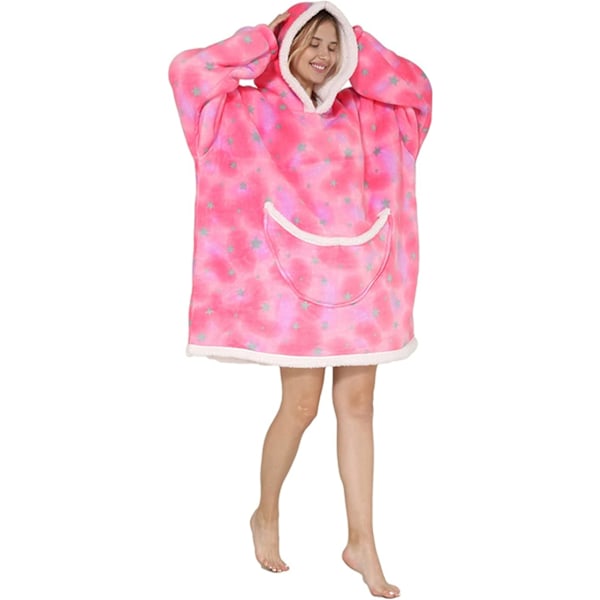 Oversized Blanket Hoodie, Sherpa Fleece Bærbar Blanket Hoodie, Blød og Varm Hættetrøje Voksne med Kæmpe Lomme