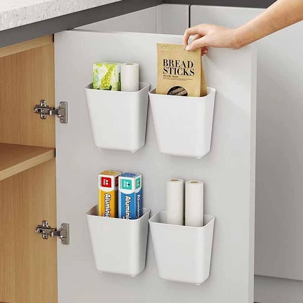 4-delars självhäftande väggmonterad förvaringslåda vit 14L x 9B x 15H cm