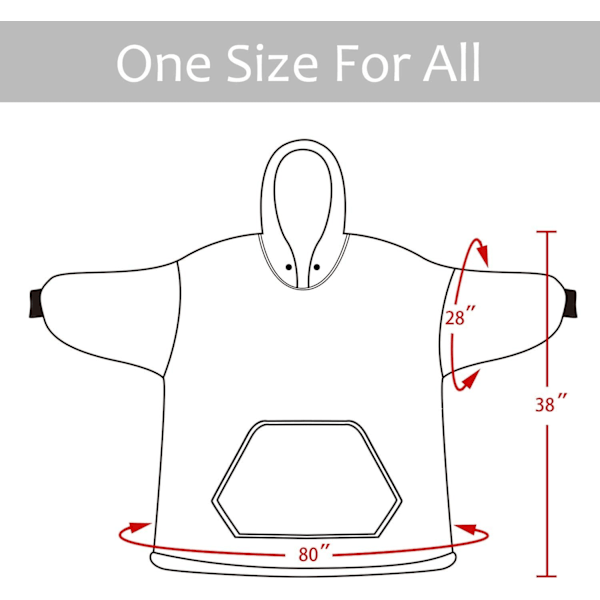 Hettegenserteppe, Oversized Flanellteppe Hettegenser med Ermer, Stor Genser Varmt Koseteppe for Voksne, Stor Hettegenser
