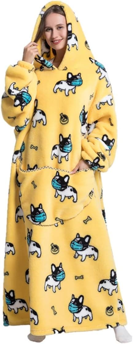 Dame Vinter Super Varm Oversized Lang Stilig Sherpa Teppe Pullover Hettegenser Brukbar TV Teppe Hettegenser med To Lommer