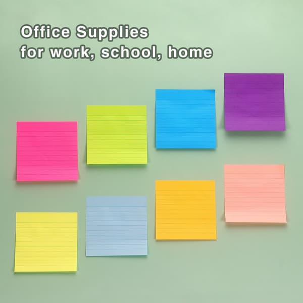 8 blokke forede sticky notes 7,6*7,6 cm sticky notes med linjer selvklæbende noteblokke 8 lyse multifarver, 45 ark/blok