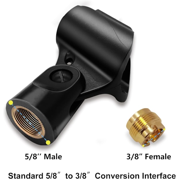 Universell mikrofonklämma, levereras med 5/8\" hane till 3/8\" hona skruvadapter, lämplig för handhållna mikrofoner, 2-pack