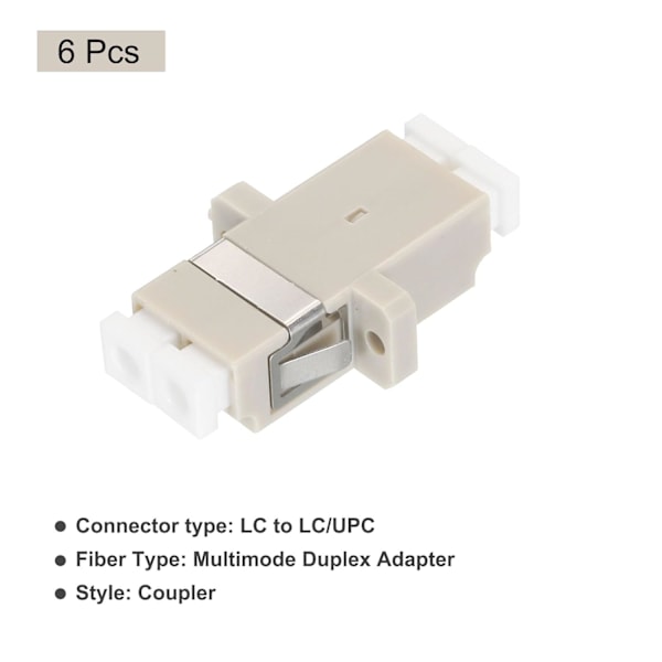 LC till LC/UPC Fiberoptisk Koppling, Multimode Duplex Adapter, LC-LC/UPC, för Internetnätverkskontakt, 6 st