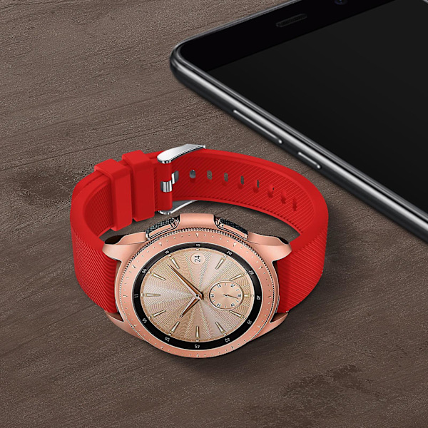 Yhteensopiva Galaxy Watch 42 mm raidallisen rannekkeen kanssa - punainen